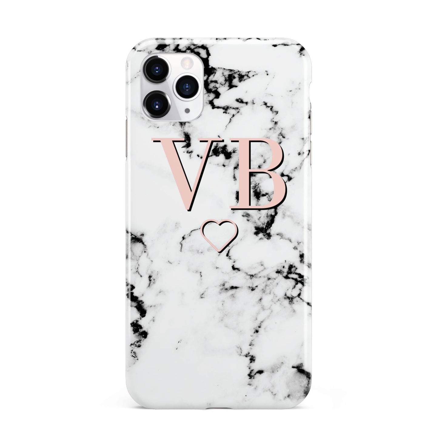 Personalised Coral Initials Heart Marble iPhone 11 Pro Max 3D Tough Case