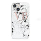 Personalised Coral Initials Heart Marble iPhone 13 Mini Clear Bumper Case