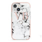 Personalised Coral Initials Heart Marble iPhone 13 Mini TPU Impact Case with Pink Edges