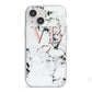 Personalised Coral Initials Heart Marble iPhone 13 Mini TPU Impact Case with White Edges