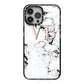 Personalised Coral Initials Heart Marble iPhone 13 Pro Max Black Impact Case on Silver phone