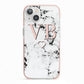 Personalised Coral Initials Heart Marble iPhone 13 TPU Impact Case with Pink Edges