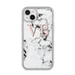 Personalised Coral Initials Heart Marble iPhone 14 Plus Clear Tough Case Starlight