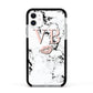 Personalised Coral Initials Lips Marble Apple iPhone 11 in White with Black Impact Case