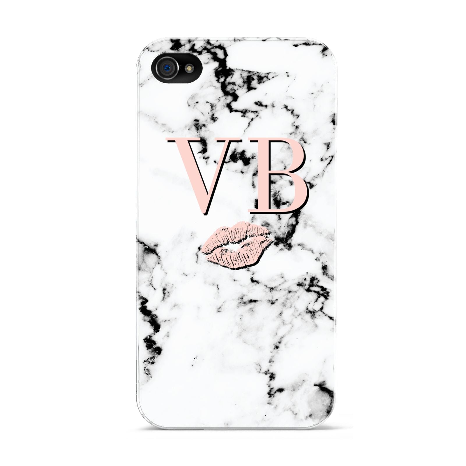 Personalised Coral Initials Lips Marble Apple iPhone 4s Case