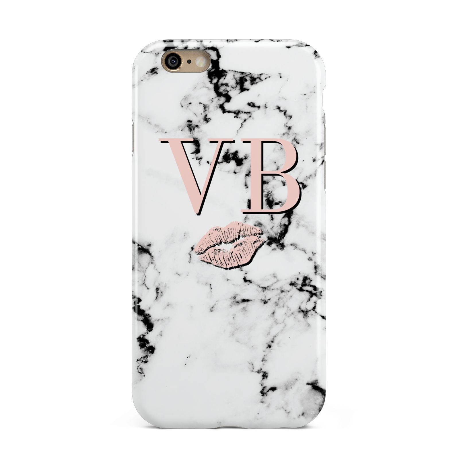 Personalised Coral Initials Lips Marble Apple iPhone 6 3D Tough Case