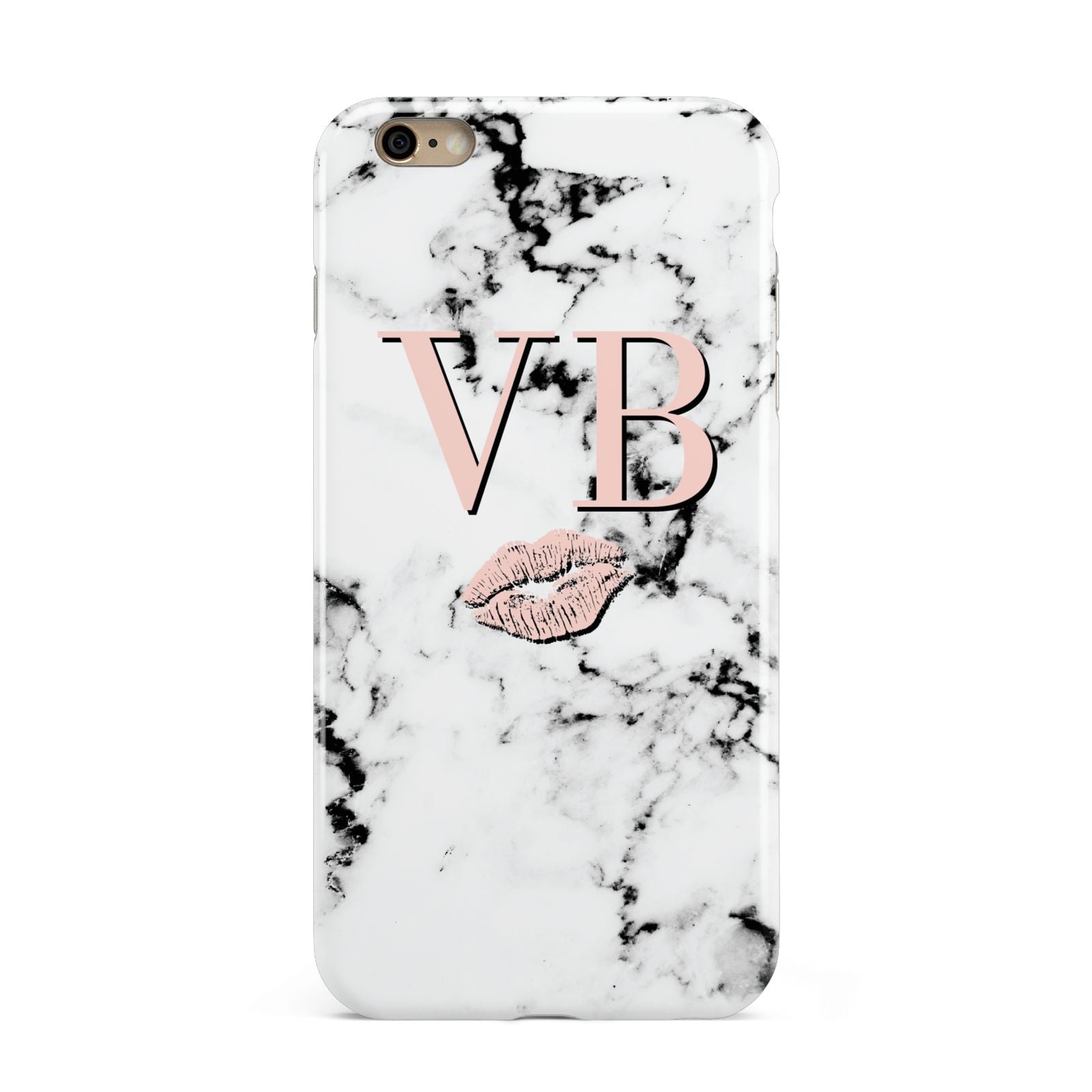 Personalised Coral Initials Lips Marble Apple iPhone 6 Plus 3D Tough Case