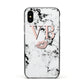 Personalised Coral Initials Lips Marble Apple iPhone Xs Impact Case Black Edge on Black Phone
