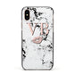 Personalised Coral Initials Lips Marble Apple iPhone Xs Impact Case Black Edge on Gold Phone