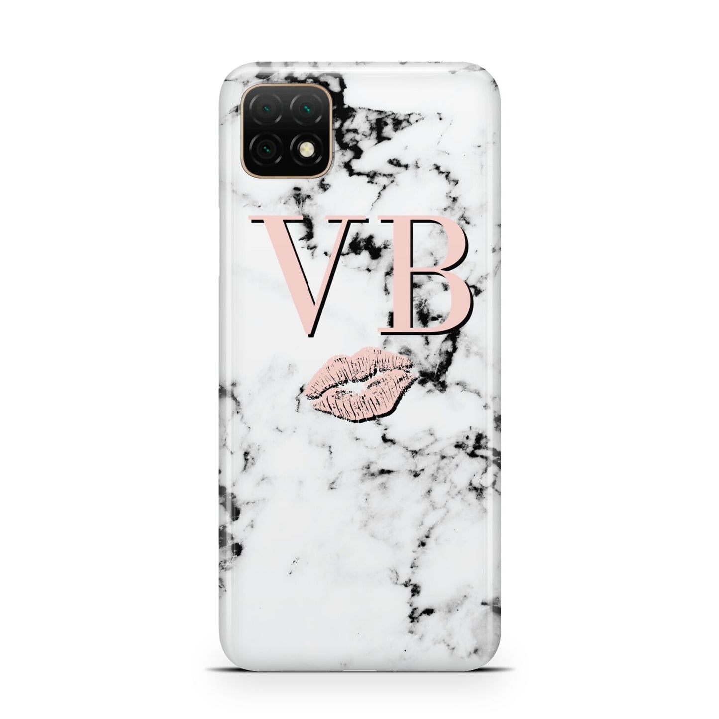Personalised Coral Initials Lips Marble Huawei Enjoy 20 Phone Case