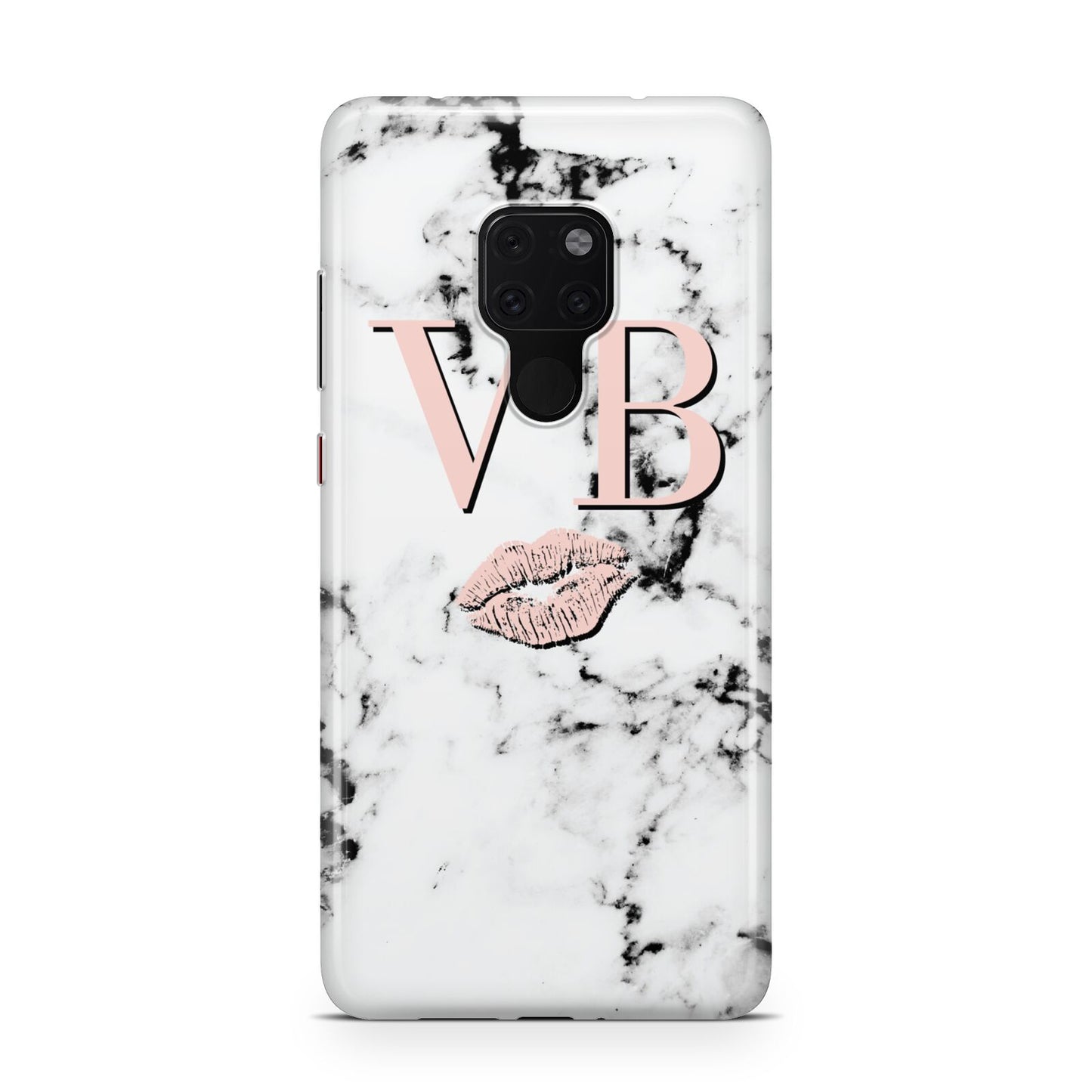 Personalised Coral Initials Lips Marble Huawei Mate 20 Phone Case