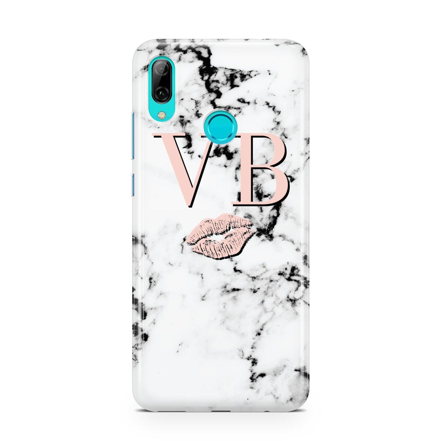 Personalised Coral Initials Lips Marble Huawei P Smart 2019 Case