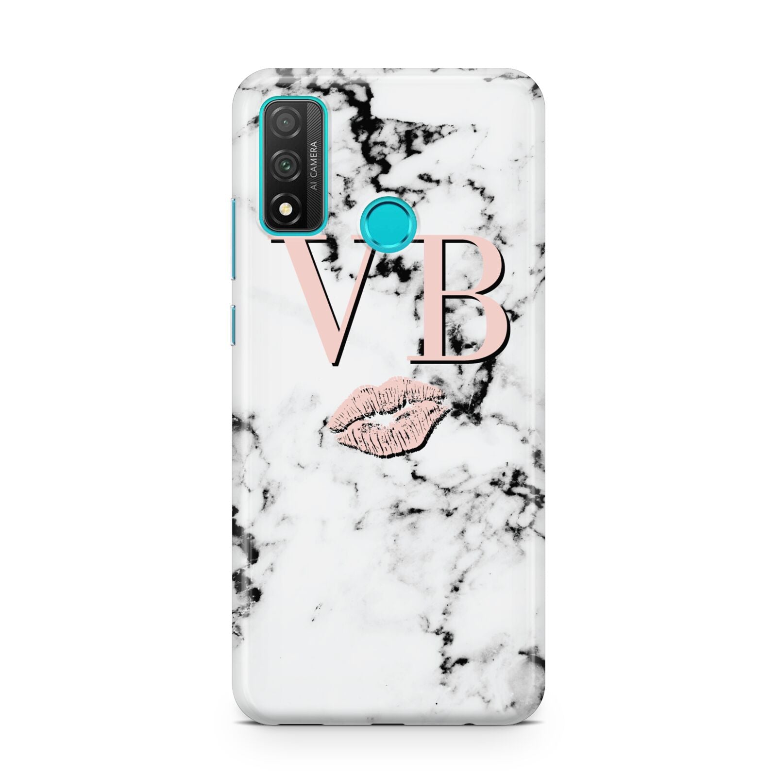 Personalised Coral Initials Lips Marble Huawei P Smart 2020