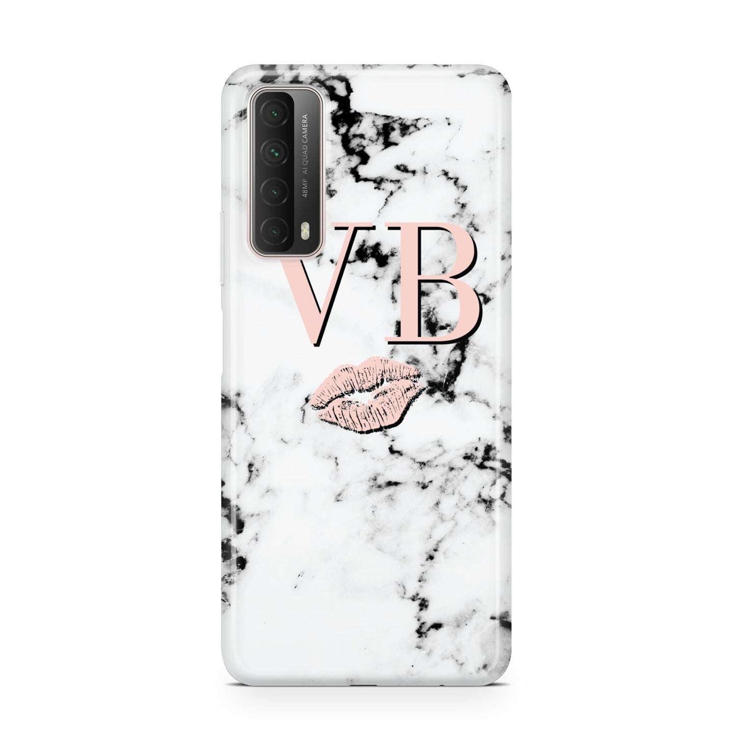 Personalised Coral Initials Lips Marble Huawei P Smart 2021
