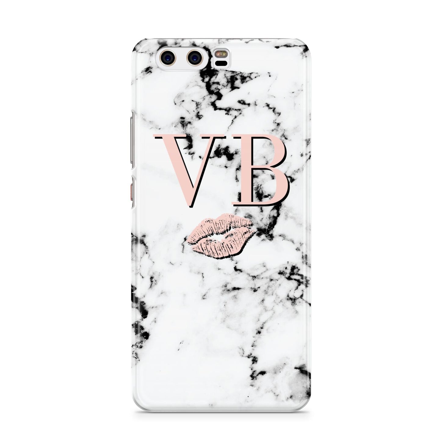 Personalised Coral Initials Lips Marble Huawei P10 Phone Case
