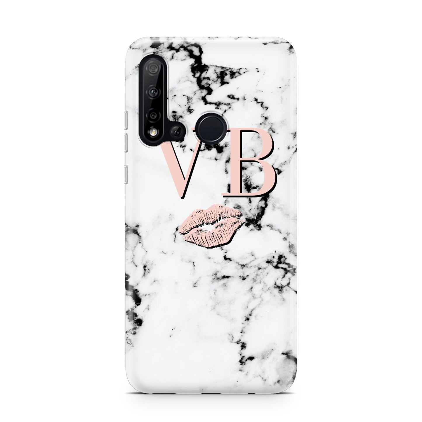 Personalised Coral Initials Lips Marble Huawei P20 Lite 5G Phone Case