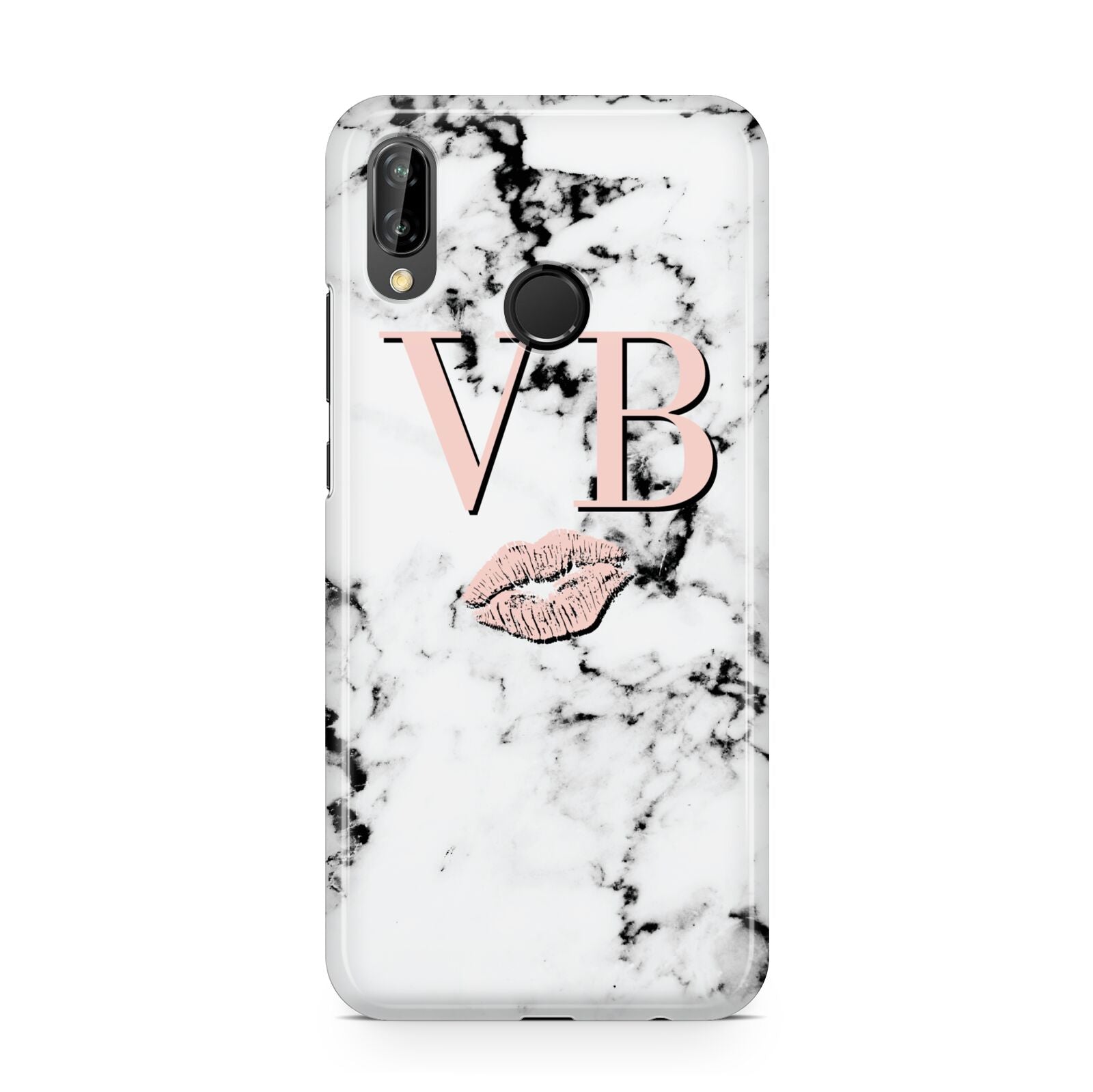 Personalised Coral Initials Lips Marble Huawei P20 Lite Phone Case