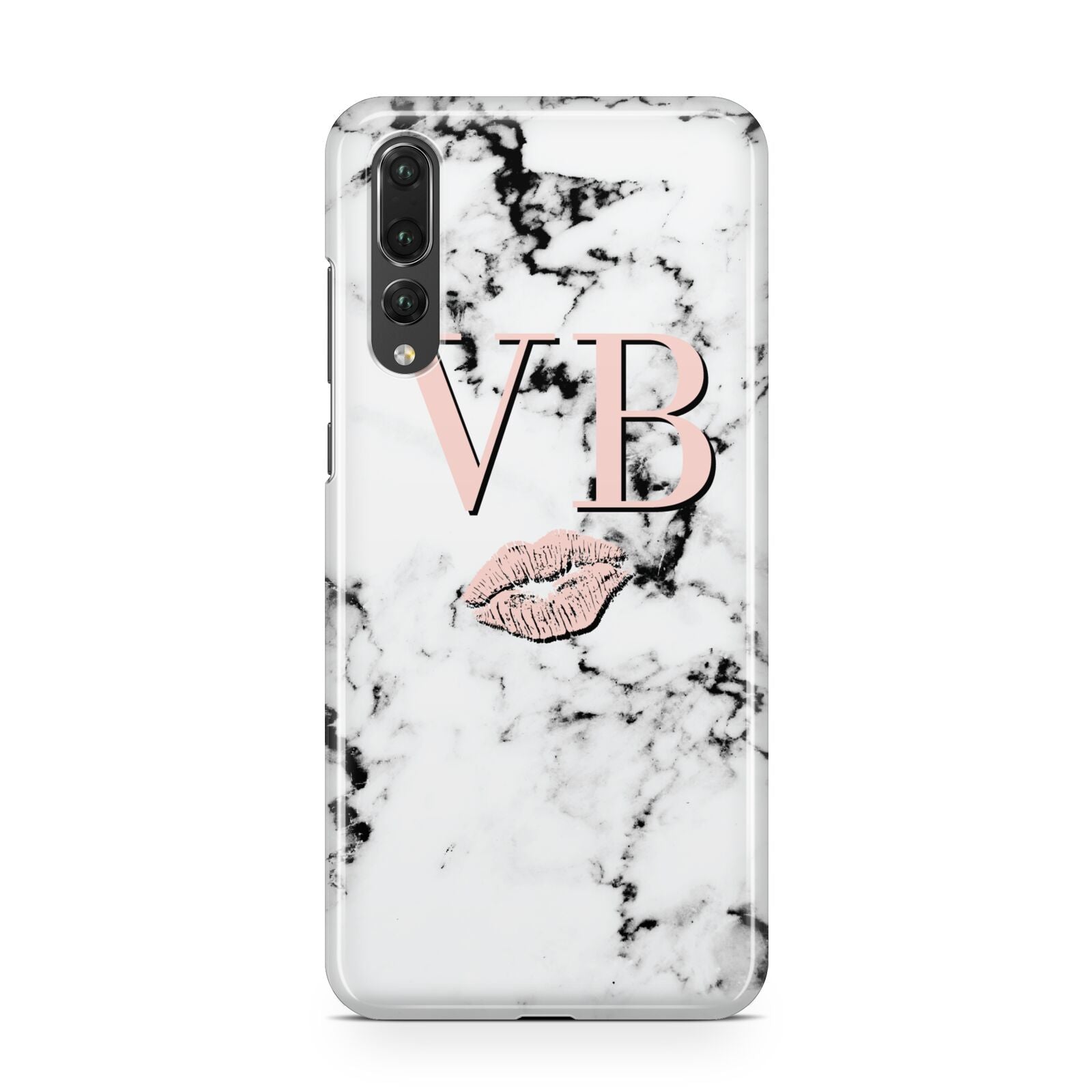 Personalised Coral Initials Lips Marble Huawei P20 Pro Phone Case