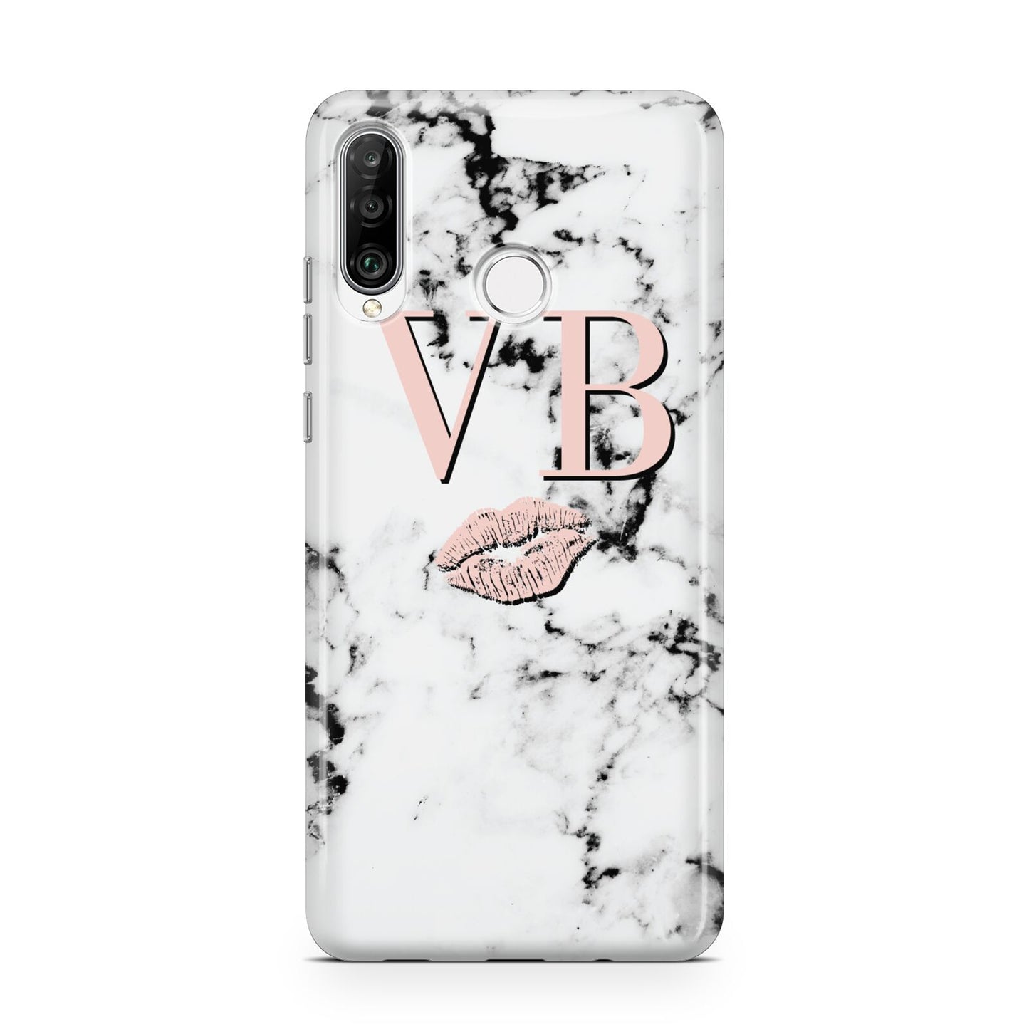 Personalised Coral Initials Lips Marble Huawei P30 Lite Phone Case