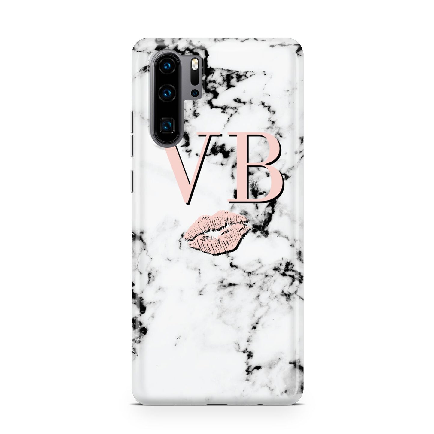 Personalised Coral Initials Lips Marble Huawei P30 Pro Phone Case