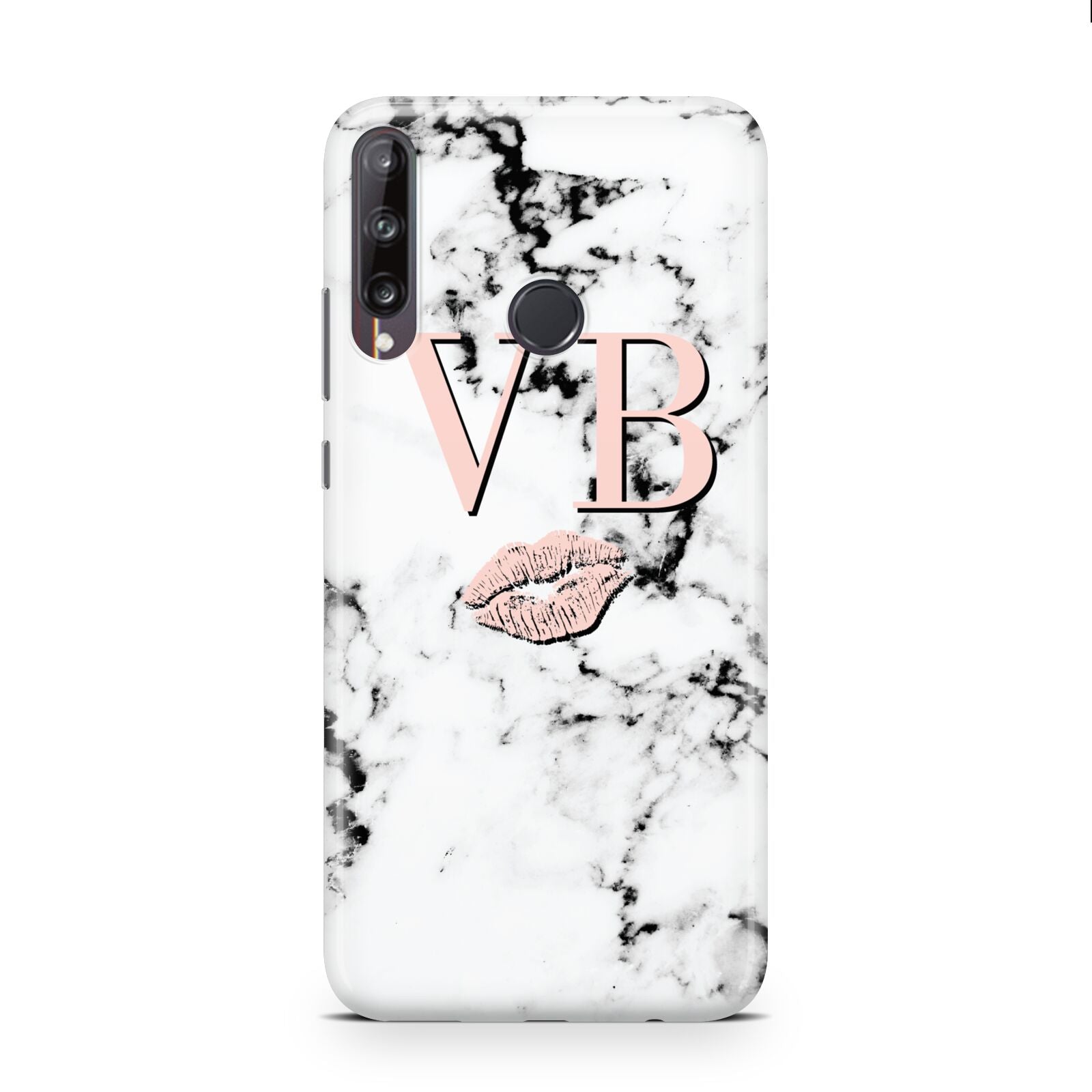 Personalised Coral Initials Lips Marble Huawei P40 Lite E Phone Case