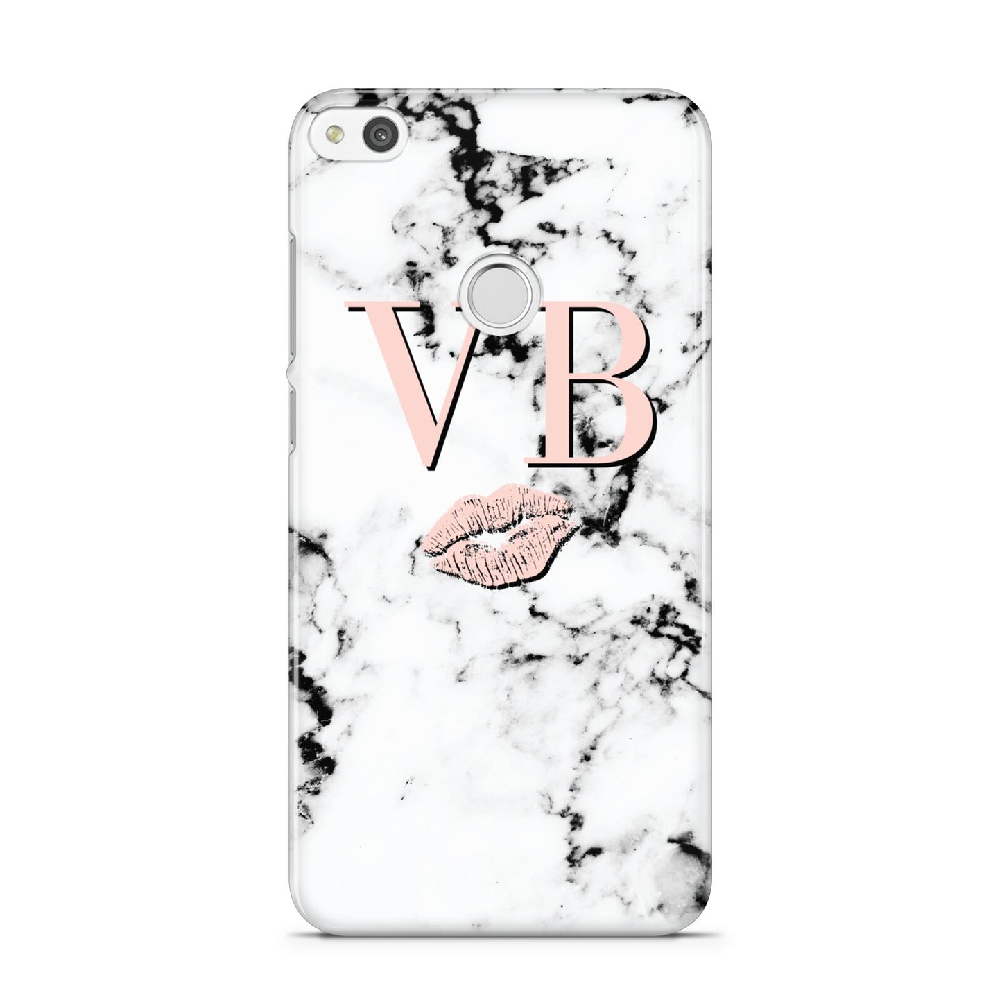 Personalised Coral Initials Lips Marble Huawei P8 Lite Case