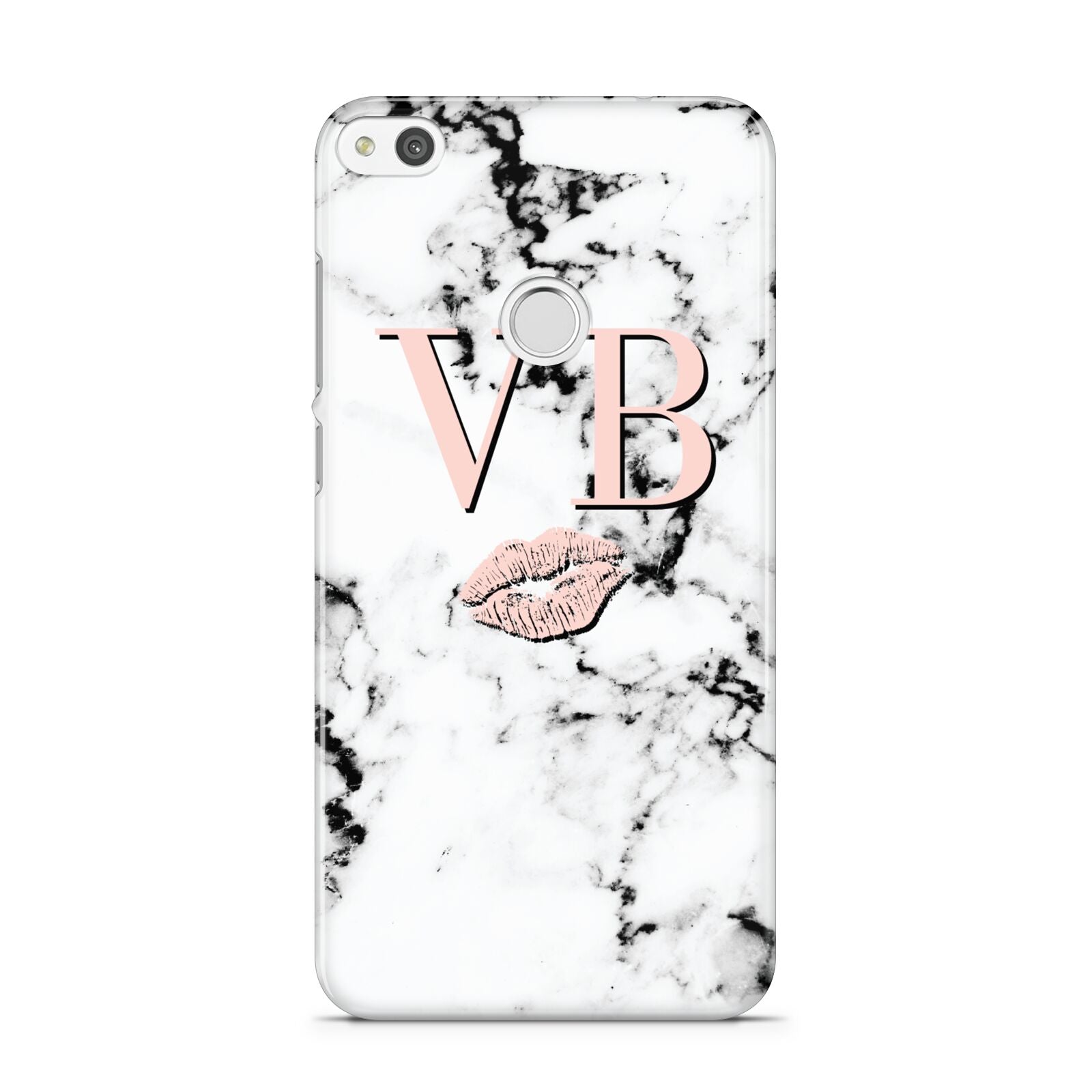 Personalised Coral Initials Lips Marble Huawei P8 Lite Case