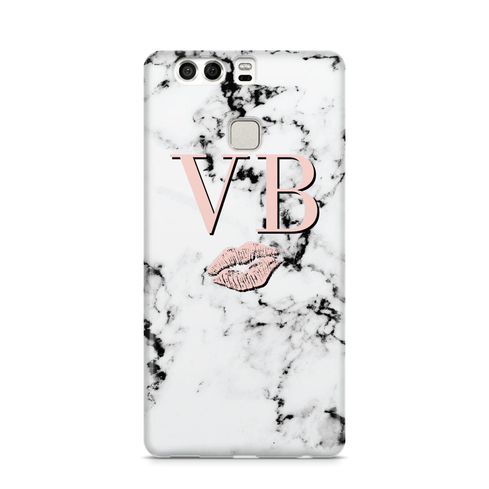 Personalised Coral Initials Lips Marble Huawei P9 Case