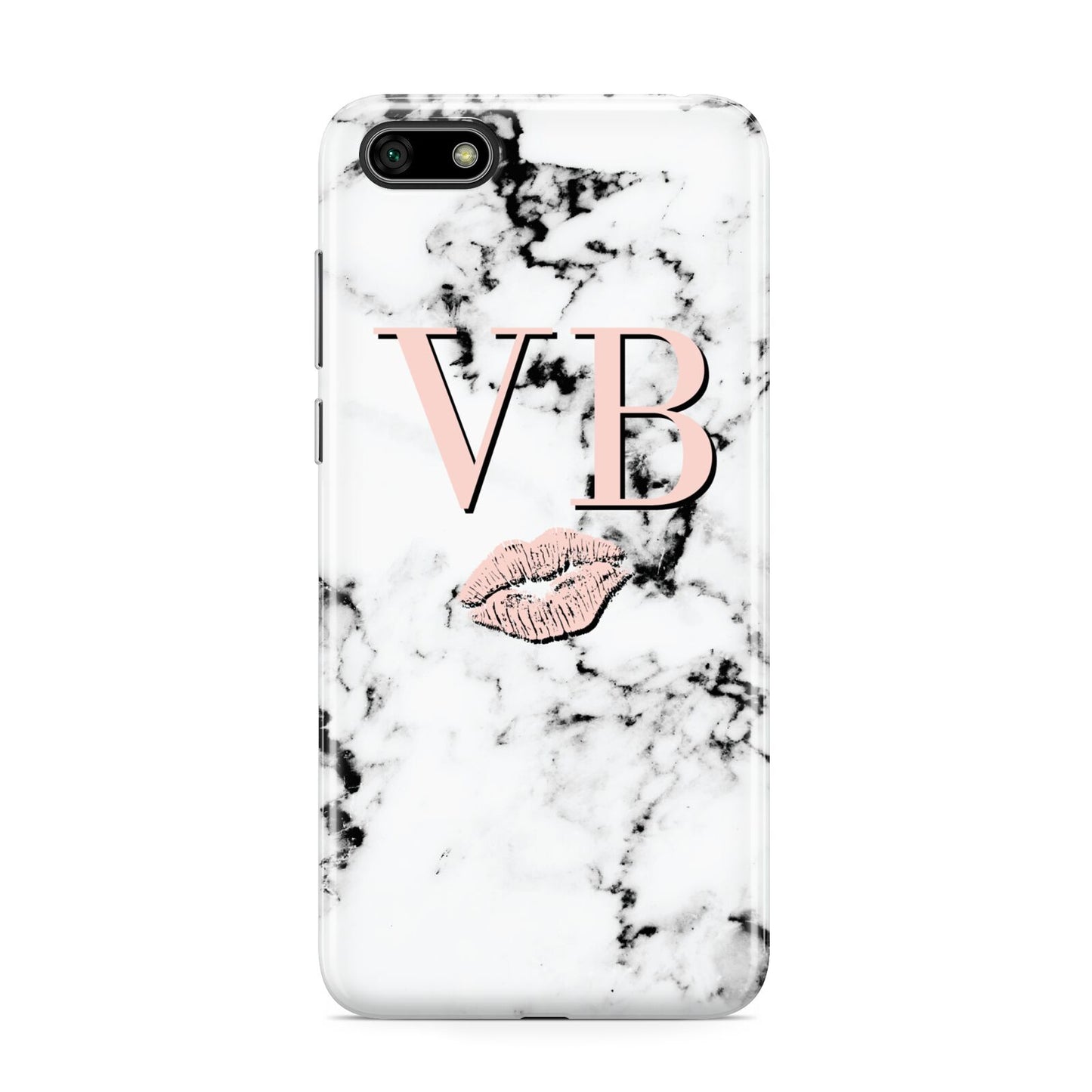Personalised Coral Initials Lips Marble Huawei Y5 Prime 2018 Phone Case