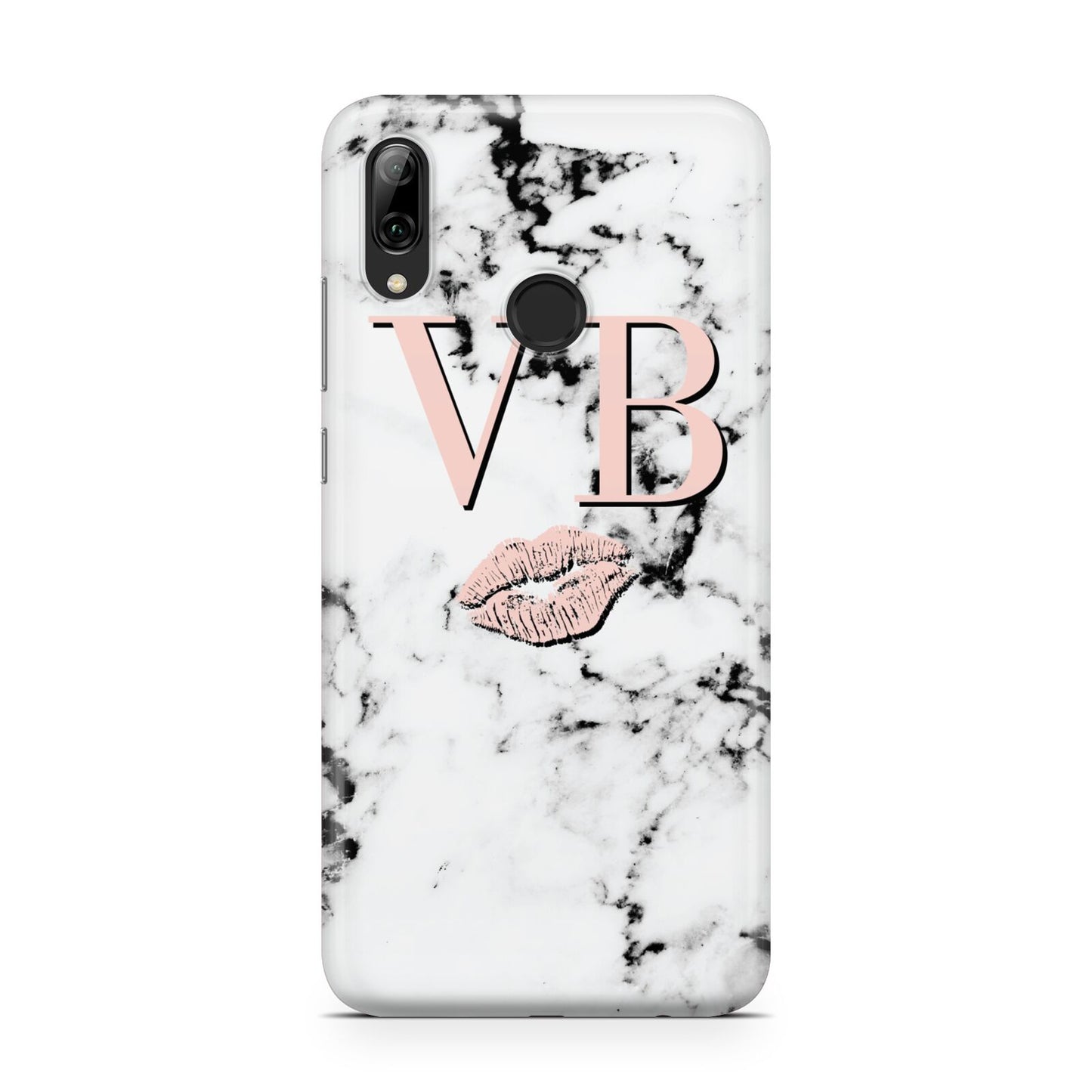 Personalised Coral Initials Lips Marble Huawei Y7 2019