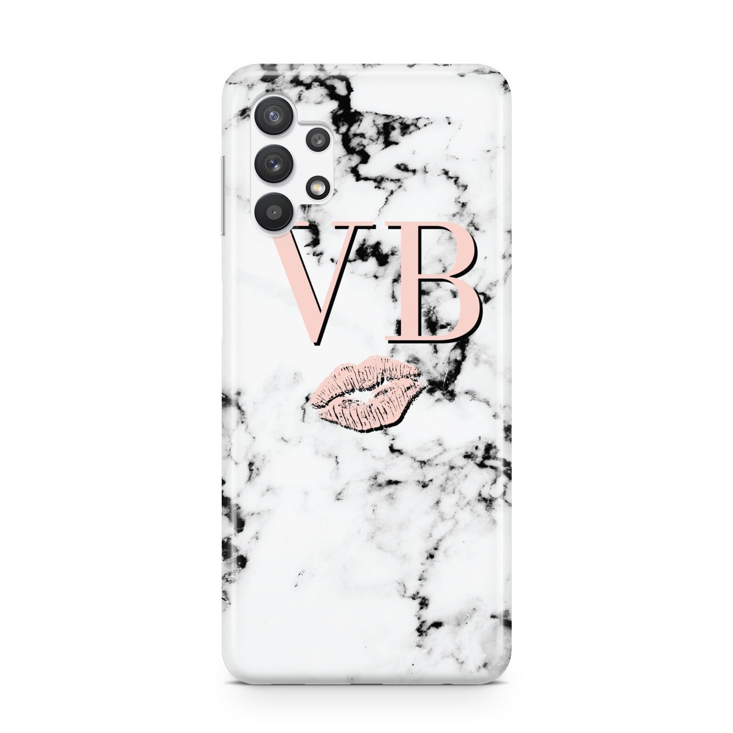 Personalised Coral Initials Lips Marble Samsung A32 5G Case