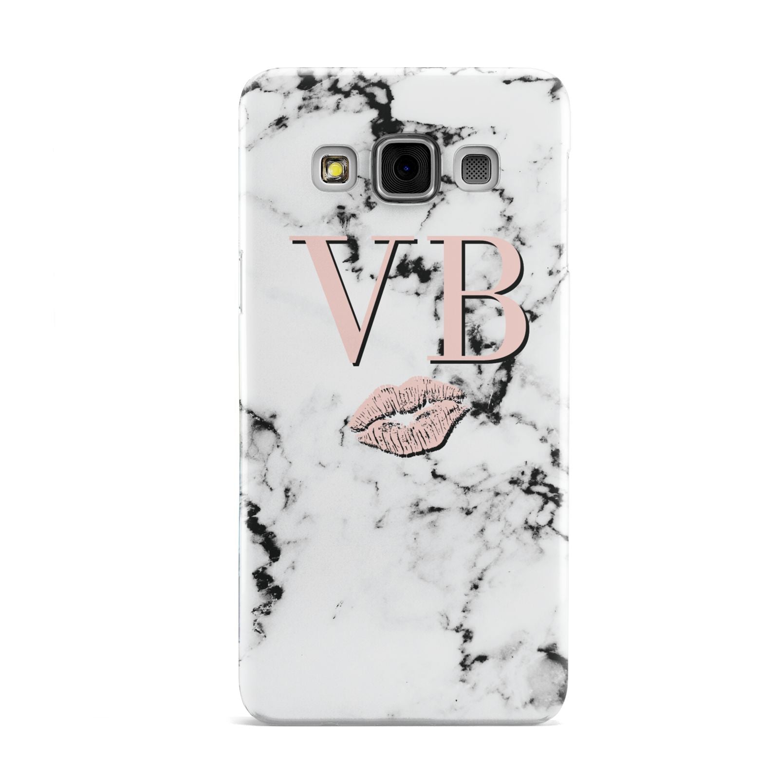Personalised Coral Initials Lips Marble Samsung Galaxy A3 Case