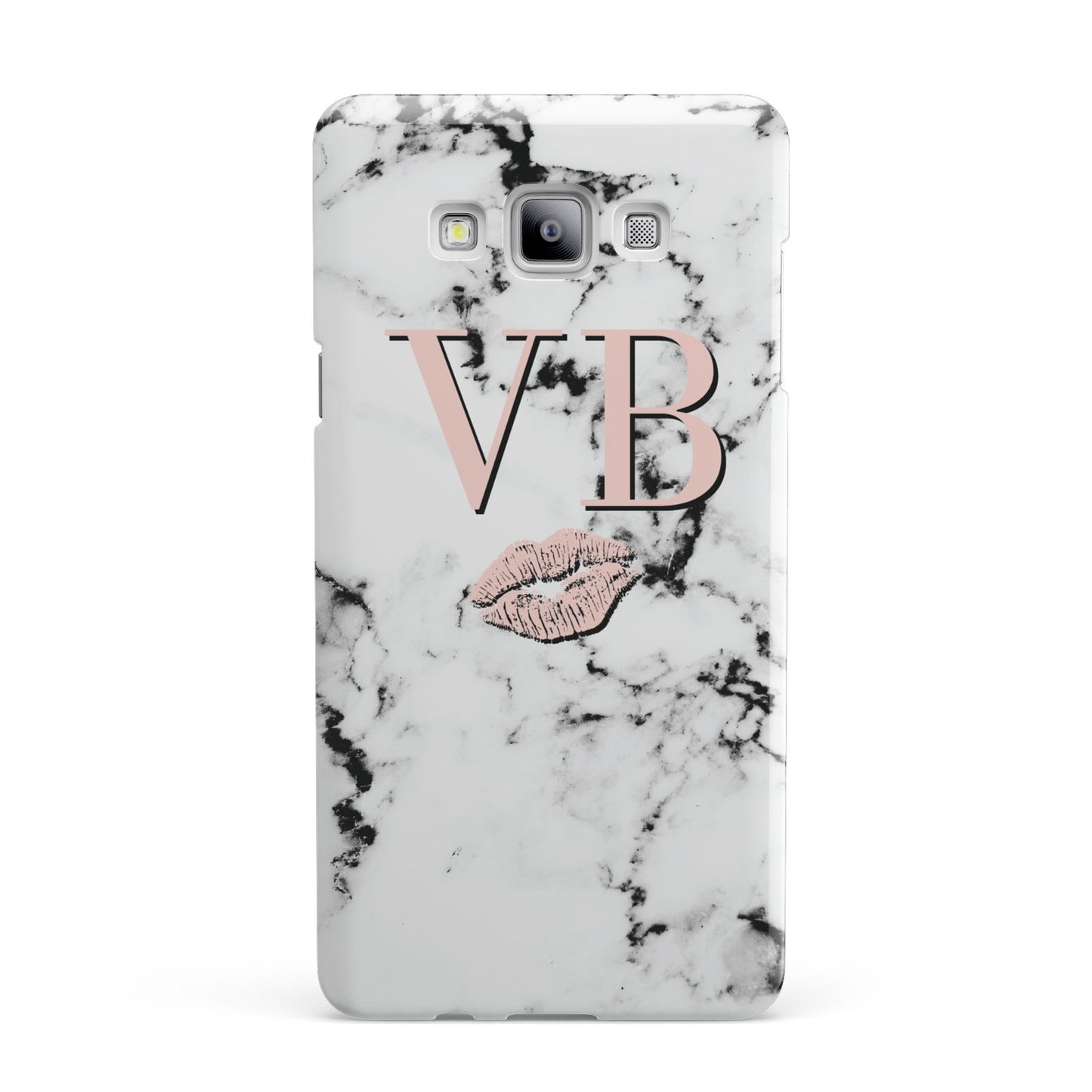 Personalised Coral Initials Lips Marble Samsung Galaxy A7 2015 Case
