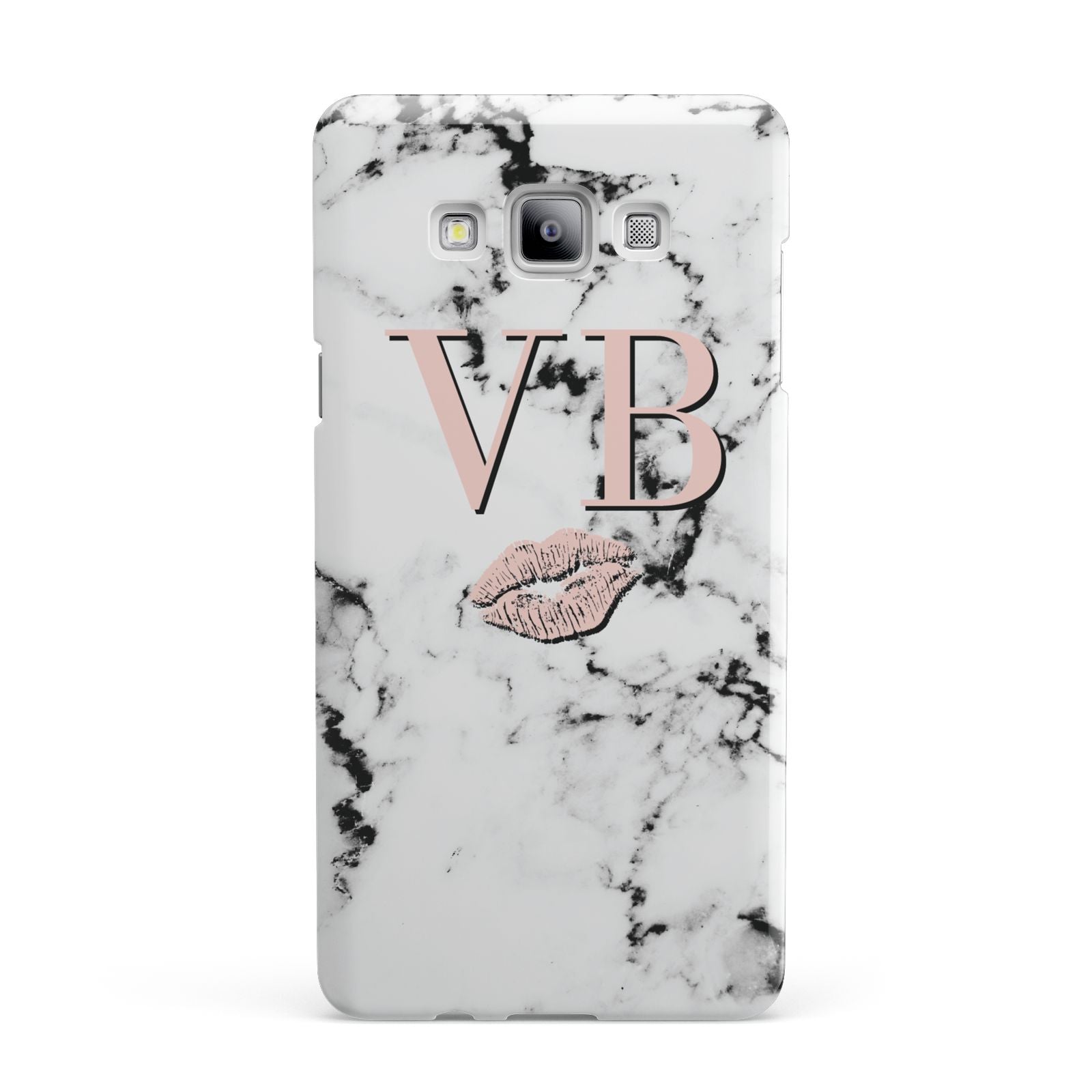 Personalised Coral Initials Lips Marble Samsung Galaxy A7 2015 Case