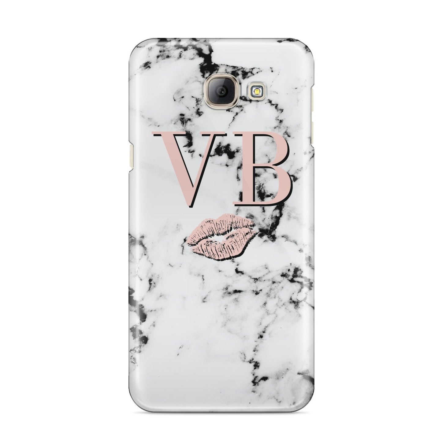 Personalised Coral Initials Lips Marble Samsung Galaxy A8 2016 Case