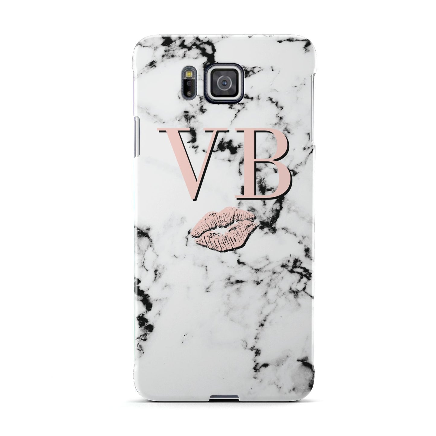 Personalised Coral Initials Lips Marble Samsung Galaxy Alpha Case