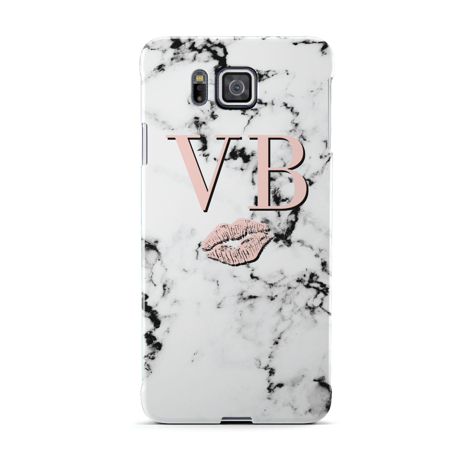 Personalised Coral Initials Lips Marble Samsung Galaxy Alpha Case
