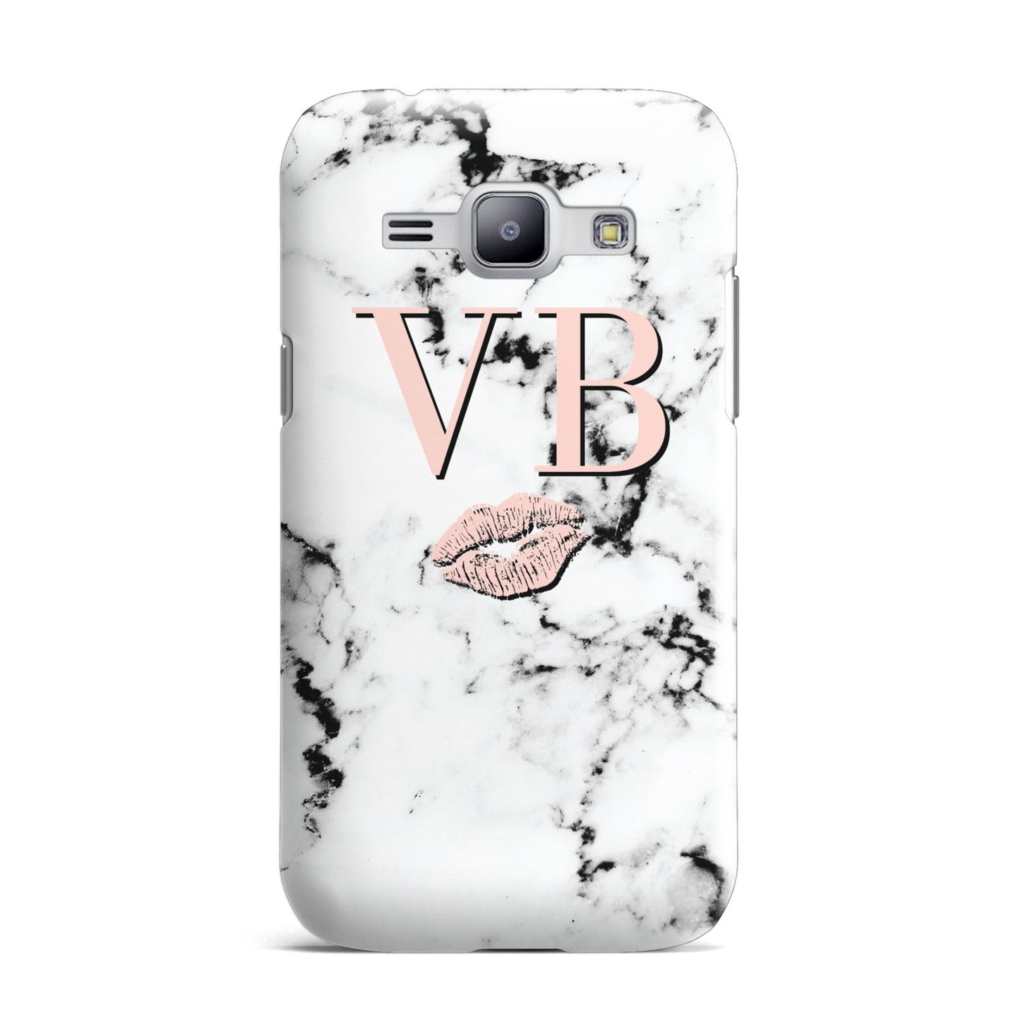Personalised Coral Initials Lips Marble Samsung Galaxy J1 2015 Case