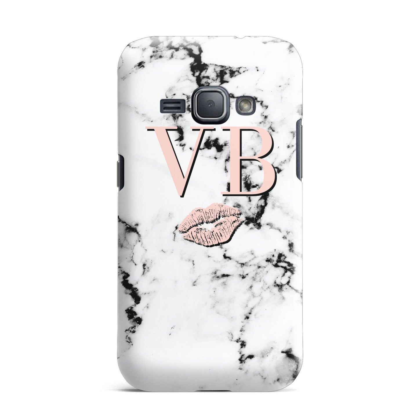 Personalised Coral Initials Lips Marble Samsung Galaxy J1 2016 Case