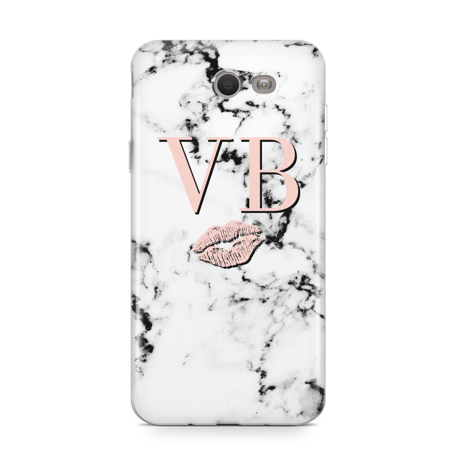 Personalised Coral Initials Lips Marble Samsung Galaxy J7 2017 Case