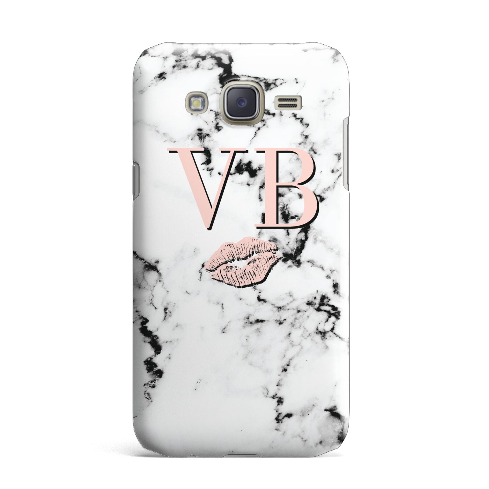 Personalised Coral Initials Lips Marble Samsung Galaxy J7 Case