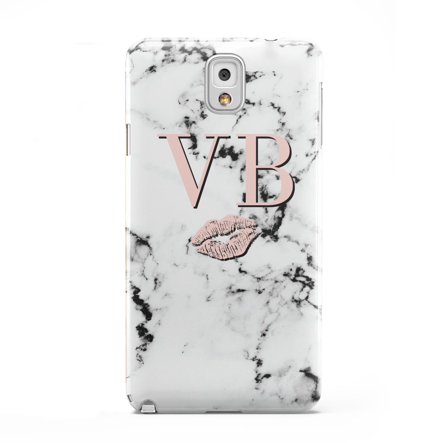 Personalised Coral Initials Lips Marble Samsung Galaxy Note 3 Case