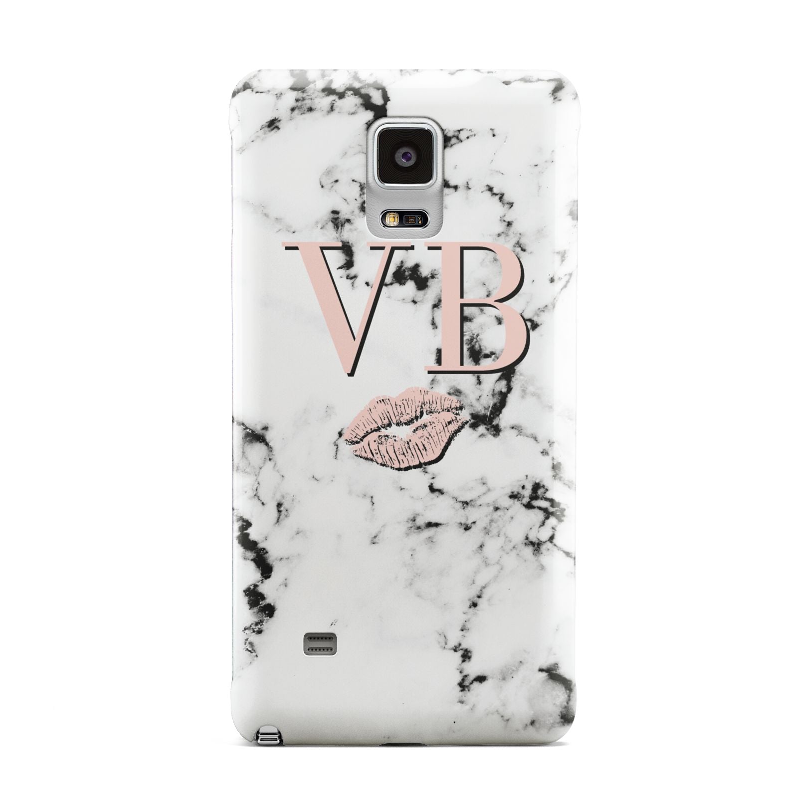 Personalised Coral Initials Lips Marble Samsung Galaxy Note 4 Case