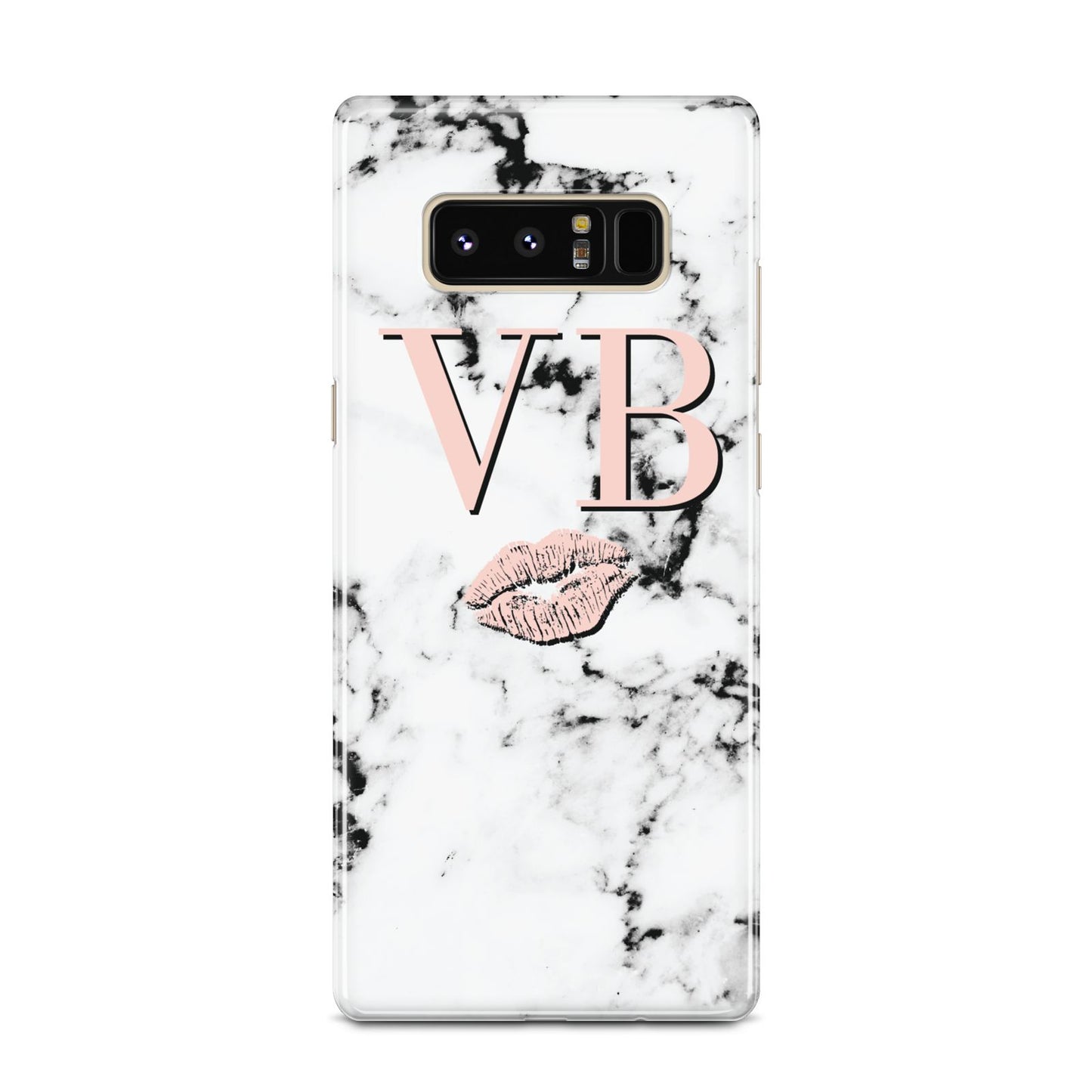 Personalised Coral Initials Lips Marble Samsung Galaxy Note 8 Case