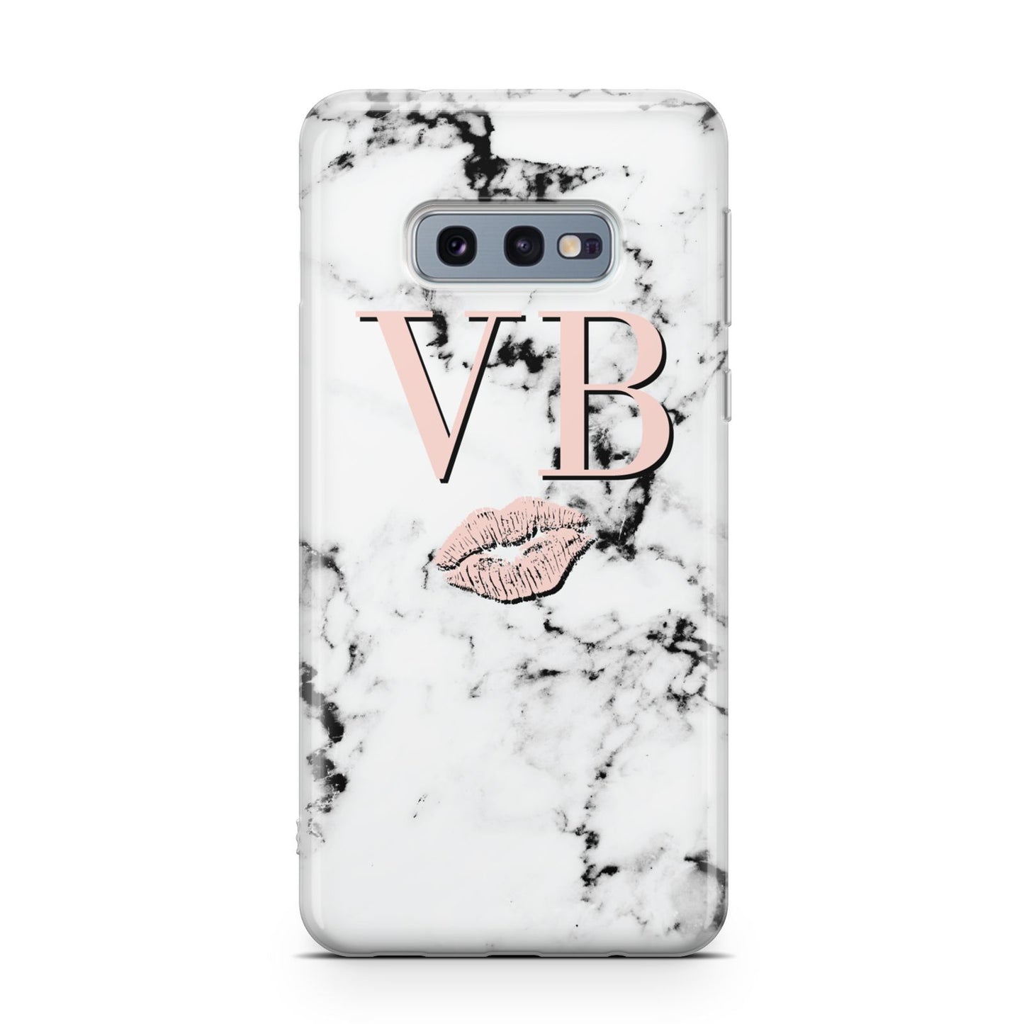 Personalised Coral Initials Lips Marble Samsung Galaxy S10E Case