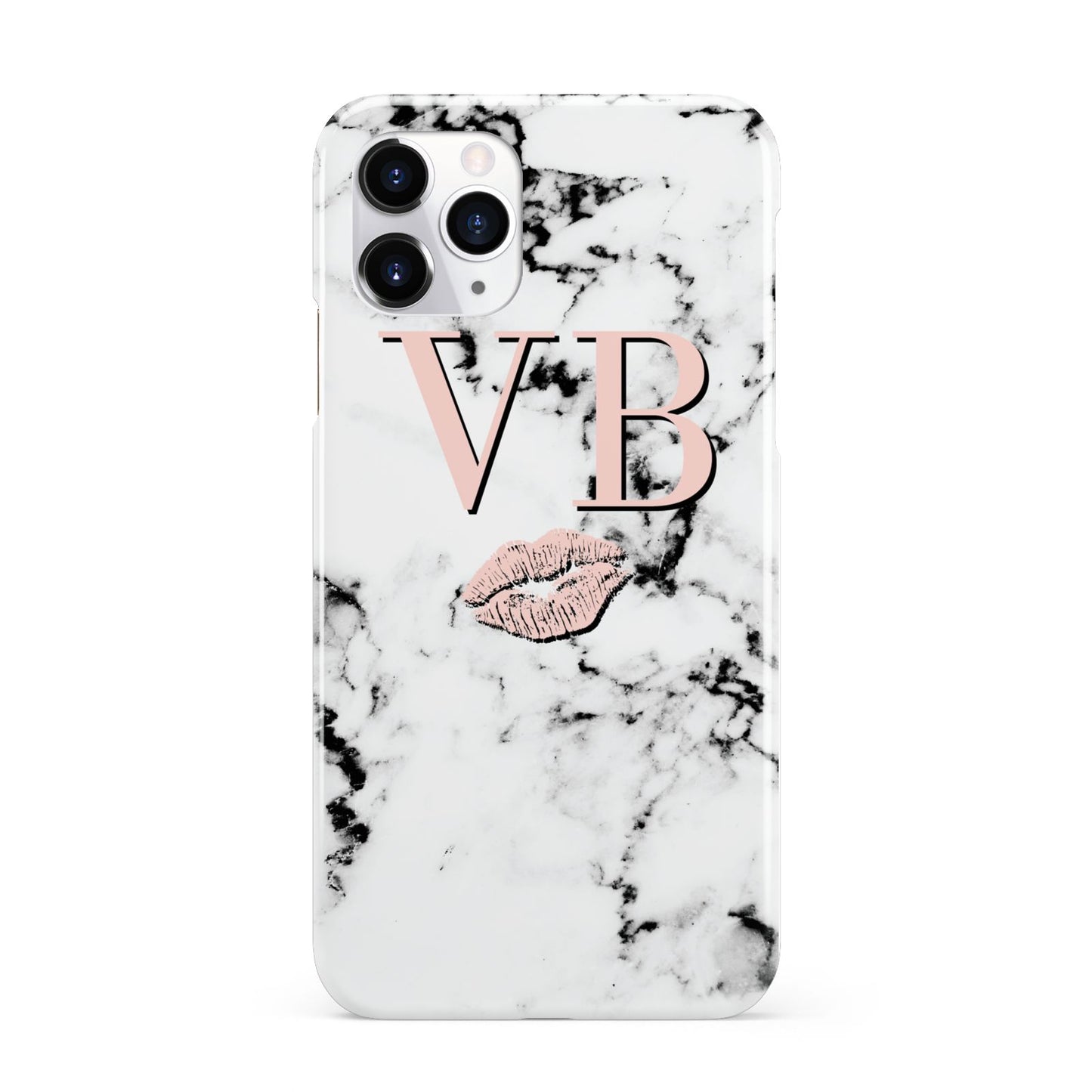 Personalised Coral Initials Lips Marble iPhone 11 Pro 3D Snap Case