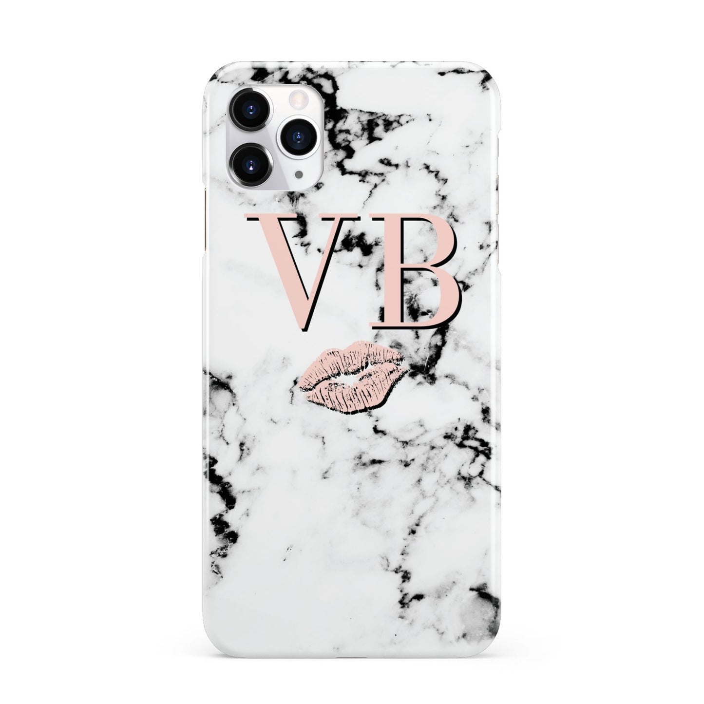 Personalised Coral Initials Lips Marble iPhone 11 Pro Max 3D Snap Case