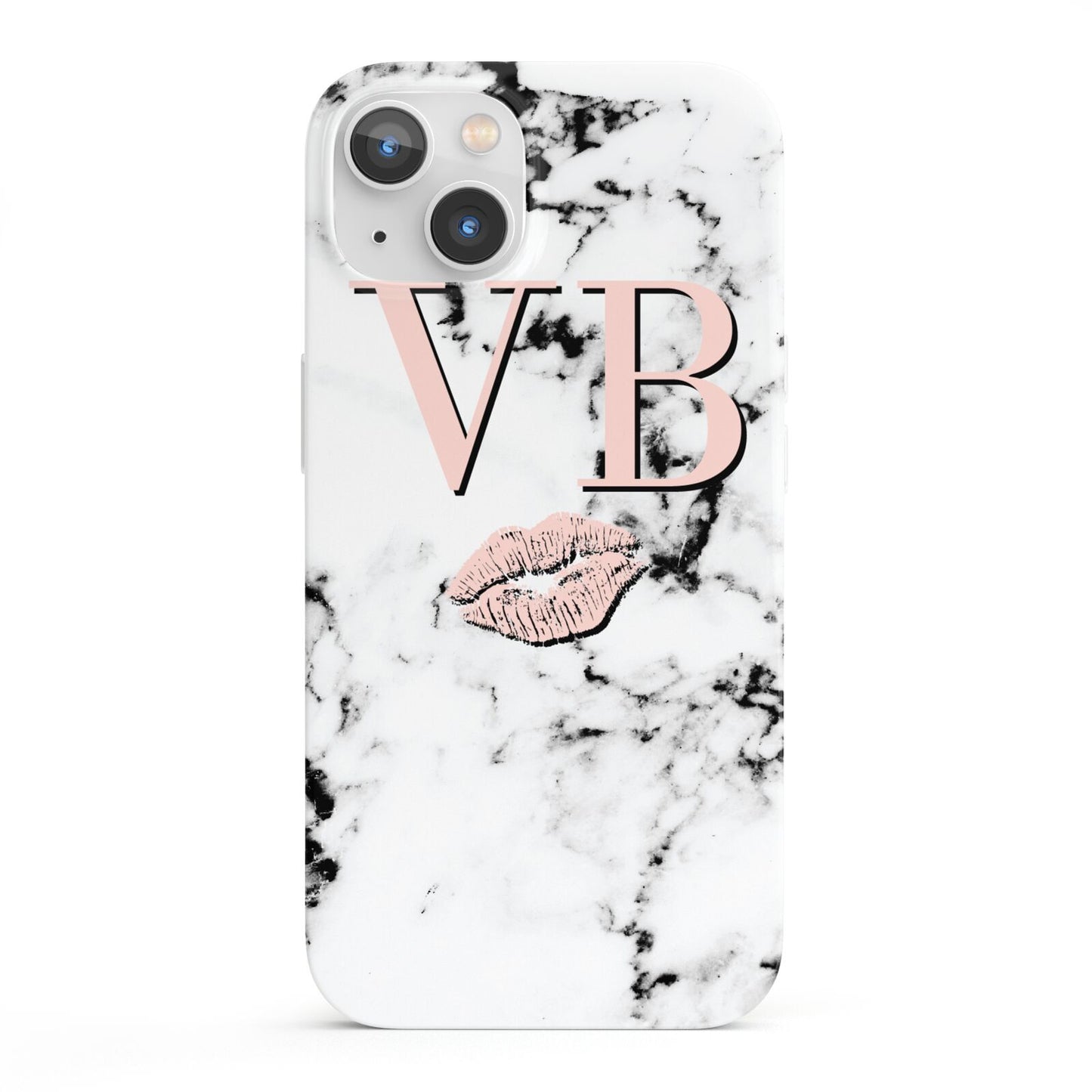 Personalised Coral Initials Lips Marble iPhone 13 Full Wrap 3D Snap Case