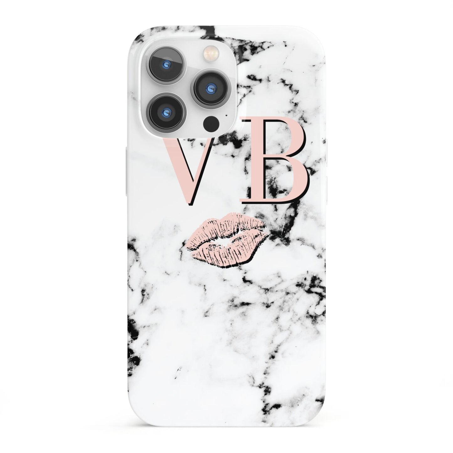Personalised Coral Initials Lips Marble iPhone 13 Pro Full Wrap 3D Snap Case
