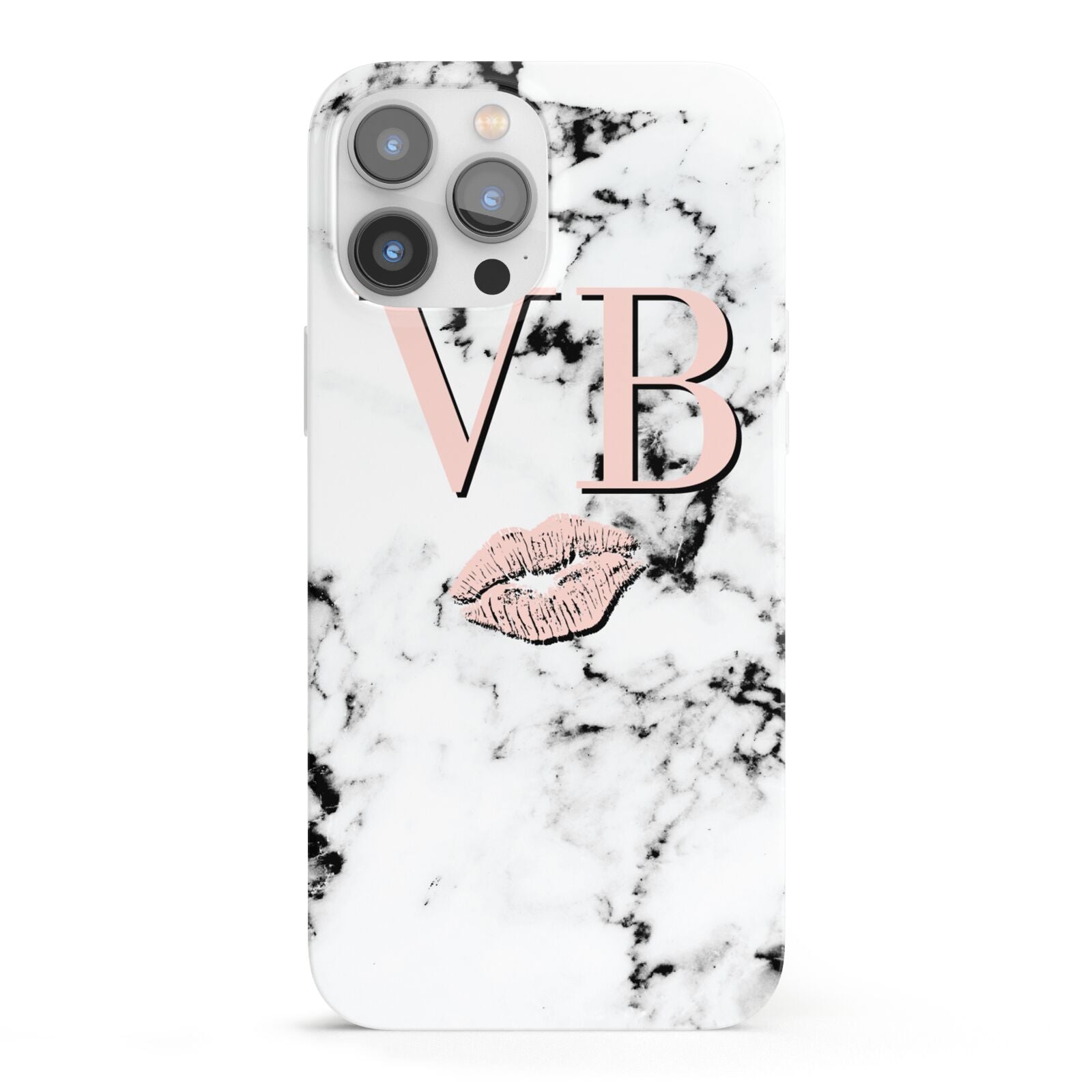 Personalised Coral Initials Lips Marble iPhone 13 Pro Max Full Wrap 3D Snap Case
